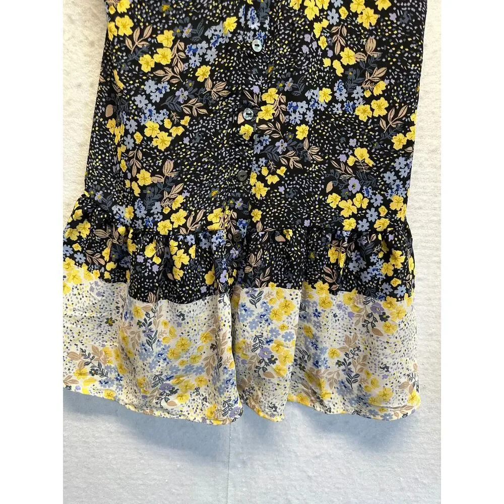 Jun & Ivy Dress Med Smocked Sun Dress Sundress Lined Tie Straps Boho Fairy Beach - Picture 2 of 12